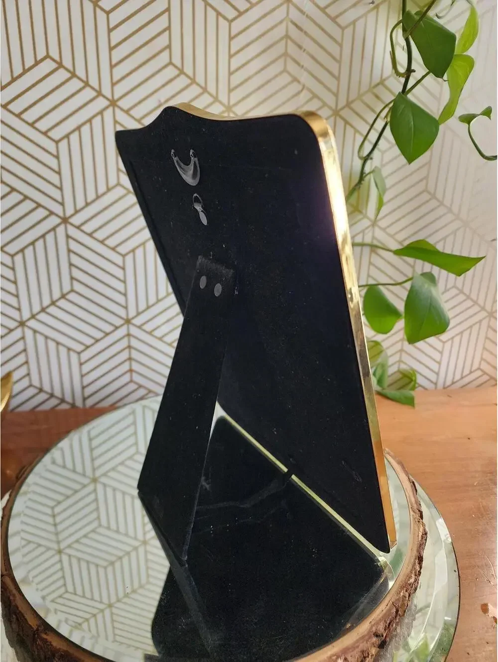 Vintage Gold Brass 1980s Freestanding Photo Frame 8x10